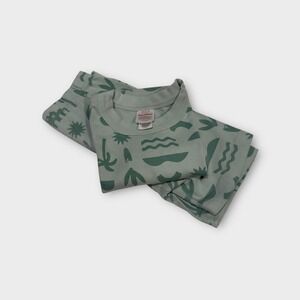 Hanna Andersson Kids Size 8 Green Organic Cotton Pajama Set Short Sleeve